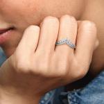 Wishbone Tiara 925 Sterling Silver Rings with Clear Cubic Zirconia