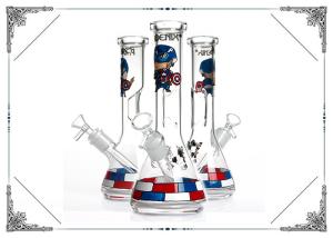 China Captain America Glass Smoking Water Pipe 10 Inches Beaker Bong Hookah Pipes factory