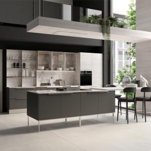 China Modern Wood Board Flat Pack With Kitchen Island Modular Kitchen Cabinet factory