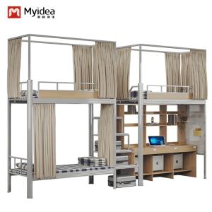 China Support customization High Grade Quality Guaranteed Full Size Black Color Bunk Metal Frame Twin Bunk Bed factory