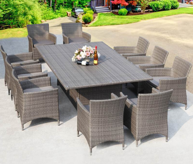 8 Seater 9 Seater Rattan Garden Furniture Sofa Dining Table Set Modern Rattan