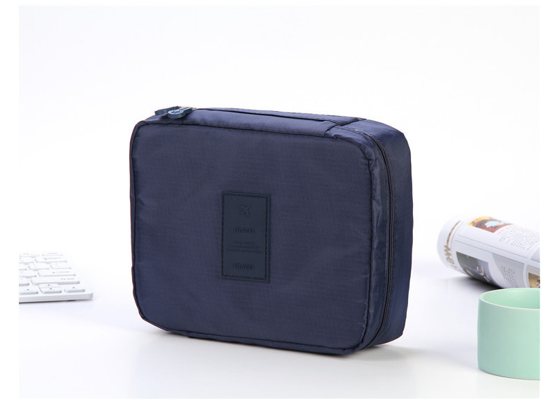Zipper Closure 21*8*16cm Solid Color Cosmetic Storage Bag