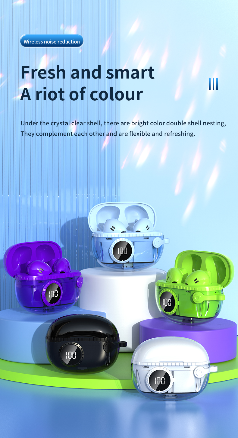 TWS 5.3 Wireless Earbuds In-Ear Headphone with Strong Bass Smart Touch Noise Cancelling