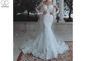 China Soft Long Sleeve Mermaid Wedding Gown Long Fishtail Special Beaded factory
