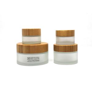 Bamboo Caps 30ml Cosmetic Jars , Frosted Glass Lotion Jars Anti Corrosion