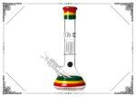 Rasta Color Glass Beaker Bong With Six Arms Percolator Bongs Smoking Water Pipes