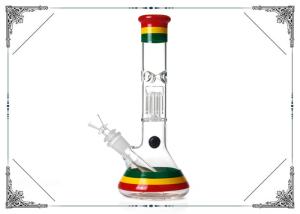 China Rasta Color Glass Beaker Bong With Six Arms Percolator Bongs Smoking Water Pipes Glass Hookah factory