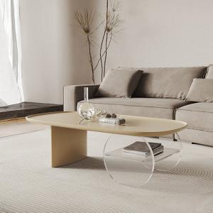 China Acrylic High Density Board Living Room Coffee Table Oval Shape Modern factory