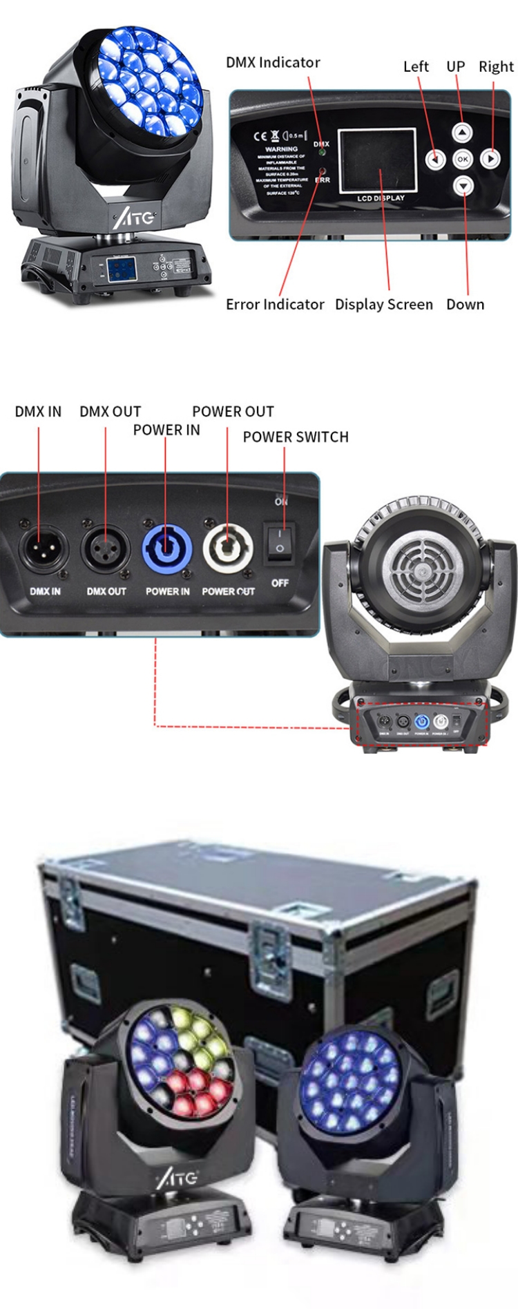 IP44 19pcs 15w Rgbw Led Beam Zoom Wash Stage Light Moving Head Dj Party Stage Equipment