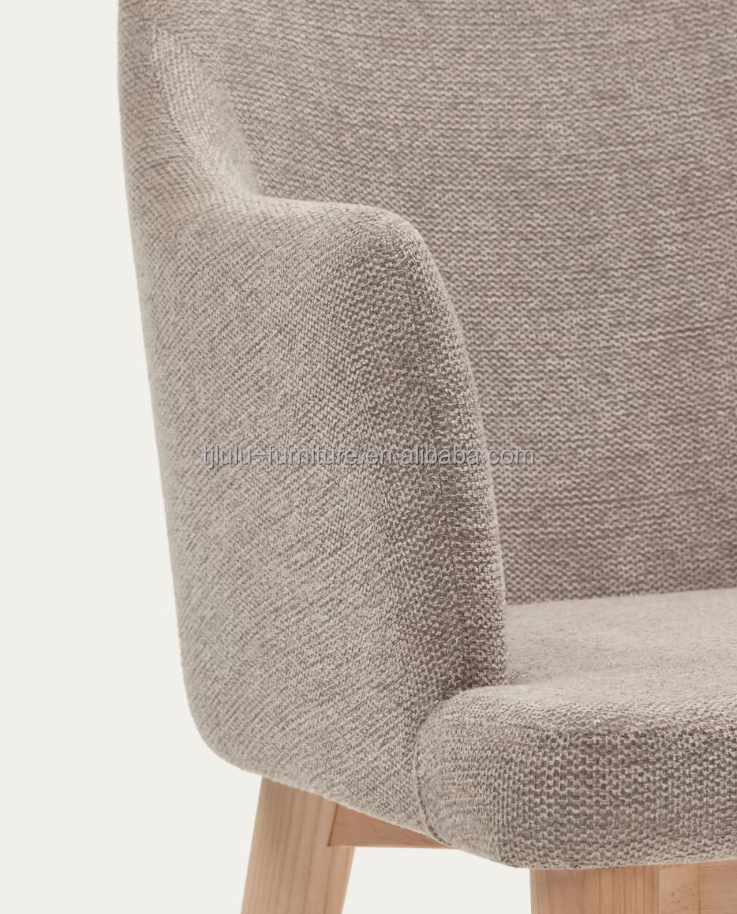 Hotel Restaurant Furniture Natural Color Upholstered Solid Wood Dining Chairs