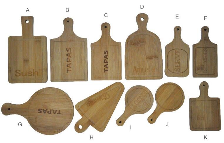 Cheap high quality different shapes Eco-Friendly Bamboo cutting /Cheese Board with Handle