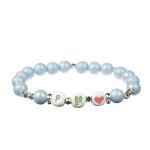 Silver Foiled Beaded Bracelets Sets , 7.25" Sterling Silver Bangles Set