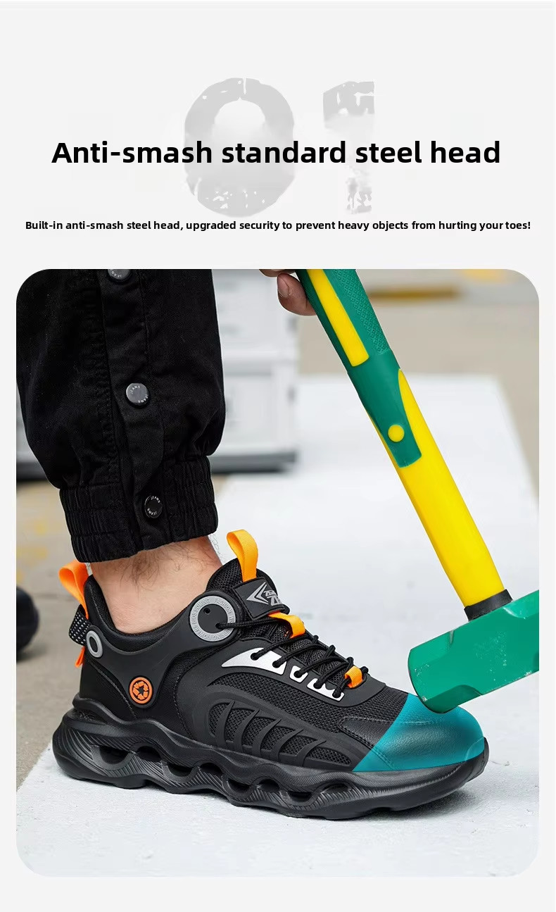 TPU Flying Knit Work Shoes With EVA Sole For Industrial Safety Kevlar Mid Sole Steel Toe Anti-stab And Anti-smash