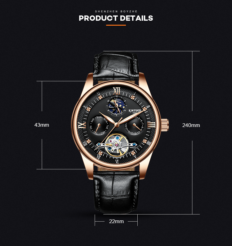 Sports Minimalist Mechanical Watch Calendar Moonphase Automatic Watch