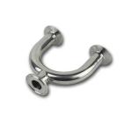 Hygienic Grade Stainless Steel U-Type Tee with Welding Connection and 180 Degree