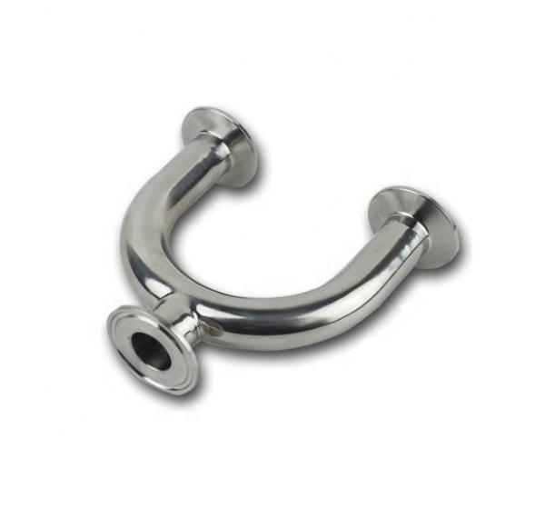 Hygienic Grade Stainless Steel U-Type Tee with Welding Connection and 180 Degree