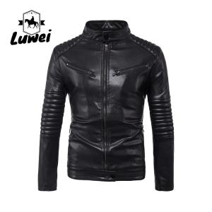 China Oem Custom Logo Oversize Waterproof Blouson Utility Motorcycle Coat Pu Leather Stand Collar Men Jackets factory