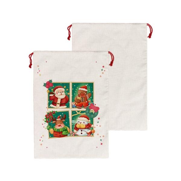 Custom Logo Linen Sublimation Drawstring Bag Santa Sacks Sublimation Blank Christmas Gift Bags