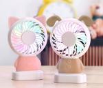 LED handy chargeable mini electric fan, cute cartoon handy mini stand electric
