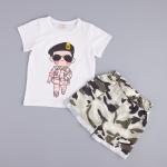 2016 Fashion Boy Kid's Soldier Pattern T-shirt +Cute Camouflage Color Shorts