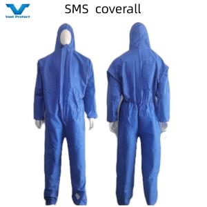 China Chemical Protective Coveralls SMS Waterproof Dustproof Lightweight Disposable OEM Coveralls factory