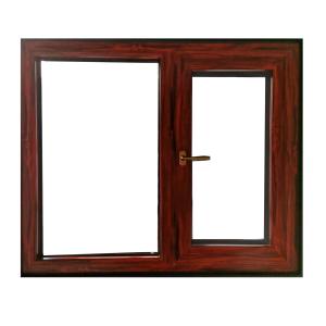 China Horizontal Brown Woodgrain Upvc Windows Opening Swing factory