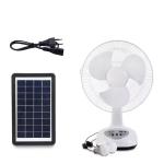 Household Solar Powered Pedestal Fan 12 Inch 2 Speeds With LED Light