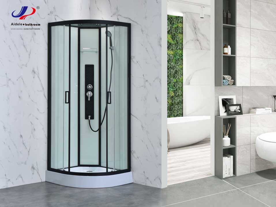 Modern Design Shower Room With Matt Black Frame And 4/5mm Tempered Glass With Glass Roof