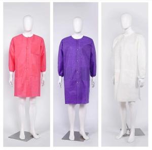 China 120X145cm Disposable Lab Coat for Work Item Breathable PP/SMS/MP/Tyvek/Microporous factory
