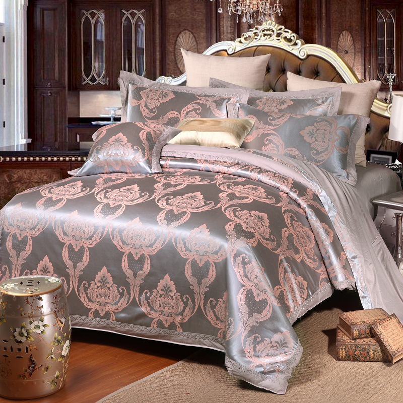 3 4Pcs European Style Embroidery Satin Bedding Set Cotton Sheet Pillow Case Duvet Cover