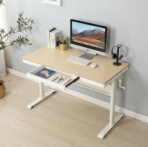 China Hand Crank 600mm Height Adjustable Wooden Standing Desk for Italian Column Office factory