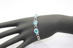 Fashion Jewelry Created Blue Topaz Cubic Zircon 925 Silver Link Chain Bracelet