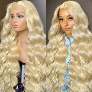 China Deep Wave 13X6 HD Full Lace 613 Blonde Wig Frontal Raw Human Hair With Baby Hair factory