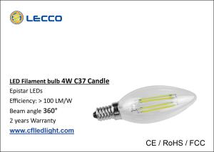 China 4W E14 Filament LED Bulb 6000K , Led Candle Light Bulbs For Pendant Lamps factory
