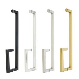 China Polished Entrance Black Door Handle Pull for Building Bathroom Glass Door Installation factory