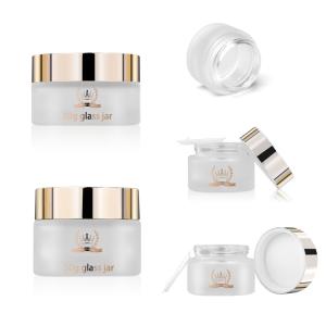 China 200g Frosted Glass Jars With Gold Lids OEM ODM Customizable on sale