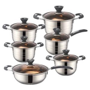 China The New Listing 12 PCS Stainless Steel Cooking Set Pots And Pans Cookware Sets Cooking Soup Pots Set factory