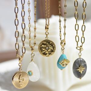 China 18k Gold Plated Natural Stone Pendant Charms For Necklace Earrings Custom DIY factory