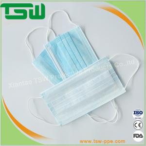China Nonwoven 3 Ply Soft Skin Disposable PP Face Mask Blue And White factory