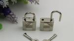 Fashion nickel color zinc alloy metal bag decorative lock with key for handbags