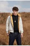 100% Polyester Mens Duck Down Jacket , Stand Collar Type Waterproof Duck Down