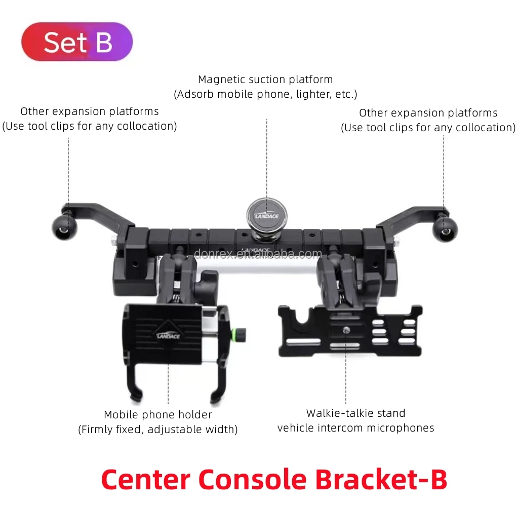 Mechanical Style Black Detachable 4x4 Off Road Wrangler JL Accessories Aluminum Alloy Center Console Bracket Phone Holder for Jeep
