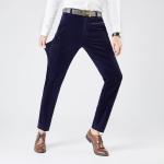 Regular Fit Drawstring Closure Corduroy Dress Pants for Men's Professional Look