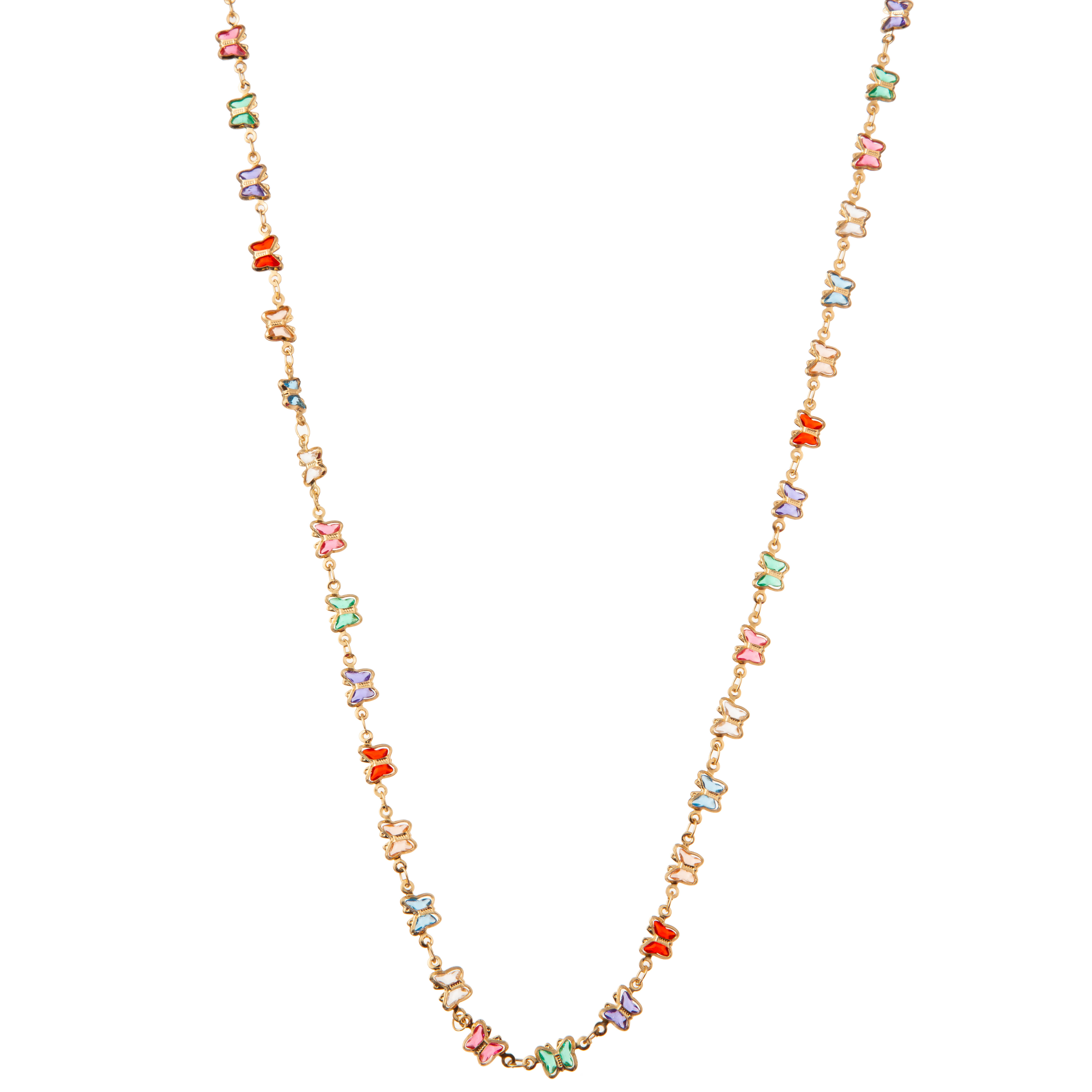 Multicolor Beaded 14K Gold-Plated Chain Link Necklace with Butterfly/Flower/Heart/Shell/Star Pendant