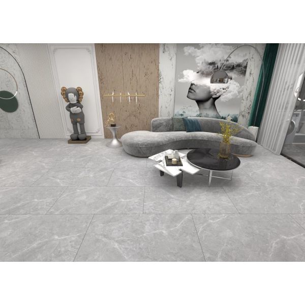 Hot Sale 600x1200 Glossy Glazed Polished Marble Solid Grey Tile Interior Living Room Floor Glazed Porcelain Floor Tile
