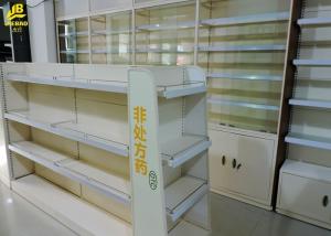 China 30kg/ Layer Load Medical Store Racks , Glass Doors Locker Pharmacy Shelving Systems factory