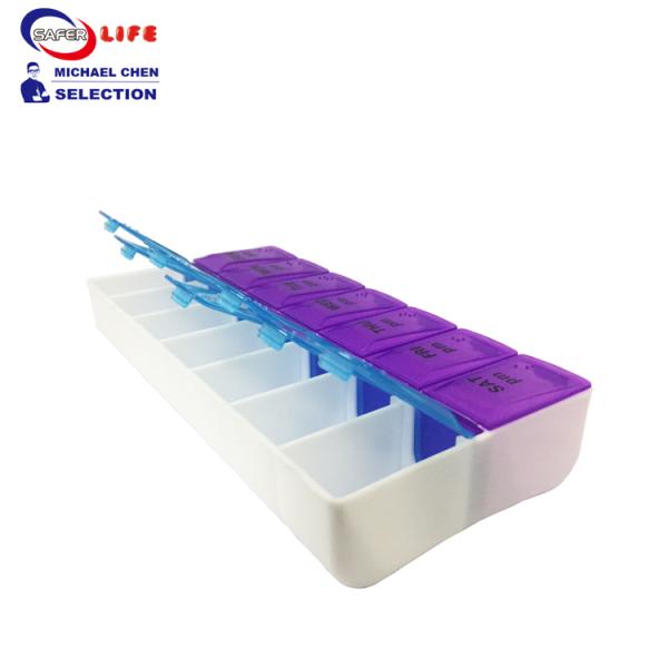 High quality Plastic 7 Days weekly Pill Box 14 Compartments daily use stock available reminder