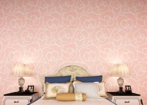 China Light Pink Floral Modern Removable Wallpaper , Contemporary Bedroom Wallpaper factory
