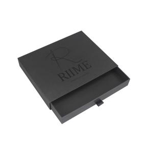 Recyclable custom Design Rigid Drawer Gift Cardboard Black Silk Scarf Box Luxury