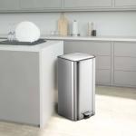 Rolling Cover Type 28L Stainless Steel Soft Close Square Pedal Trash Bin Foot